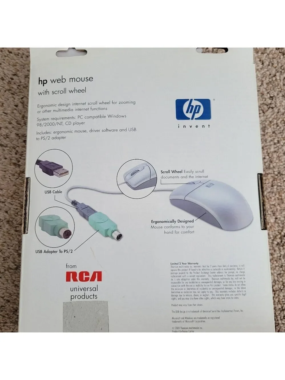 HP Vintage Silver Scroll Wheel Mouse NIB